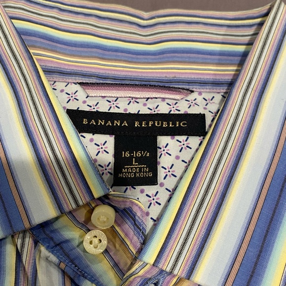 Banana Republic French cuff fancy multi coloured striped dress shirt 16 / 16.5 - Picture 2 of 8